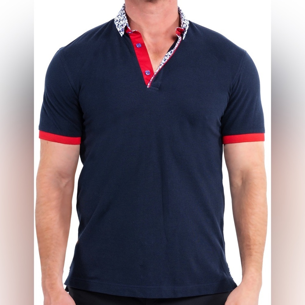 Maceoo Cotton Polo Shirt with Contrast Collar